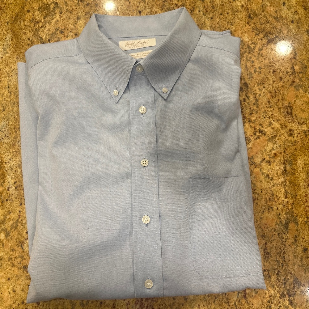 ROUNDTREE & YORKE MENS GOLD LABEL NO IRON COTTON BUTTON-DOWN SHIRT SIZE 18-35